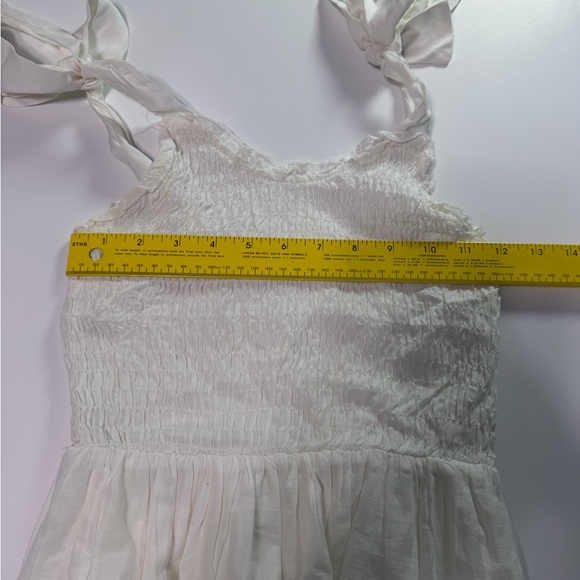 Altar’d State Cream Eyelet Midi Dress Smocked Bodice Tie Strap XS Cottagecore - Picture 5 of 6